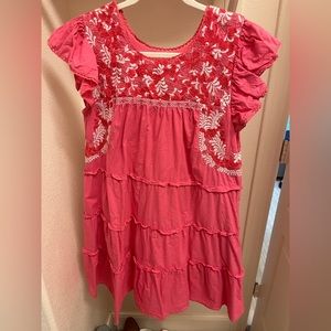 Pink embroidered dress